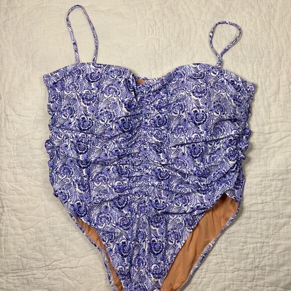 J.Crew Ruched Sweetheart One-piece in Dandelion Swirl 24 - Picture 8 of 8